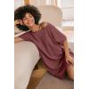 Ekouaer Women’s T-Shirt Nightgown Waffle Knit Short Sleeve Sleepshirts Comfy Casual Cover Ups(Purplish Red)