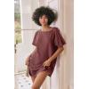 Ekouaer Women’s T-Shirt Nightgown Waffle Knit Short Sleeve Sleepshirts Comfy Casual Cover Ups(Purplish Red)