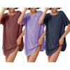 Ekouaer 3 Pack Women’s T-shirt Nightgown Waffle Knit Short Sleeve Sleepshirts Casual Cover Ups S-XXXL(Set 4)