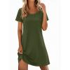 Ekouaer Cotton Nightgowns for Women Soft Sleep Shirt with Pocket Short Sleeve Crewneck Nightshirts S-XXL(Army Green)
