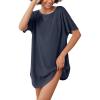 Ekouaer Women’s T-Shirt Nightgown Waffle Knit Short Sleeve Sleepshirts Comfy Casual Cover Ups(Bluish Violet)
