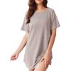 Ekouaer Women’s T-Shirt Nightgown Waffle Knit Short Sleeve Sleepshirts Comfy Casual Cover Ups(Light Curry)