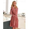 Ekouaer Women’s Robes Short Plush Bathrobe Knee Length Warm Soft Jacquard Robe Winter House Coat with Pockets S-XXL(Rose Pink)