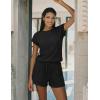 Ekouaer Rompers for Women Summer Casual Cap Sleeve Crewneck Short Pants Jumpsuit Beach Vacation Outfit with Pockets S-XXL(Black)