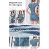 Ekouaer Rompers for Women Summer Casual Cap Sleeve Crewneck Short Pants Jumpsuit Beach Vacation Outfit with Pockets S-XXL(Blue)
