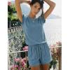 Ekouaer Rompers for Women Summer Casual Cap Sleeve Crewneck Short Pants Jumpsuit Beach Vacation Outfit with Pockets S-XXL(Blue)