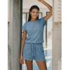 Ekouaer Rompers for Women Summer Casual Cap Sleeve Crewneck Short Pants Jumpsuit Beach Vacation Outfit with Pockets S-XXL(Blue)