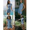 Ekouaer Rompers for Women Summer Casual Cap Sleeve Crewneck Short Pants Jumpsuit Beach Vacation Outfit with Pockets S-XXL(Blue)