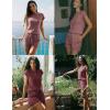 Ekouaer Rompers for Women Summer Casual Cap Sleeve Crewneck Short Pants Jumpsuit Beach Vacation Outfit with Pockets S-XXL(Burgundy)