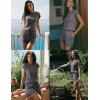 Ekouaer Rompers for Women Summer Casual Cap Sleeve Crewneck Short Pants Jumpsuit Beach Vacation Outfit with Pockets S-XXL(Dark Grey)
