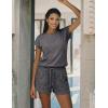 Ekouaer Rompers for Women Summer Casual Cap Sleeve Crewneck Short Pants Jumpsuit Beach Vacation Outfit with Pockets S-XXL(Dark Grey)