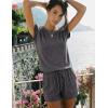 Ekouaer Rompers for Women Summer Casual Cap Sleeve Crewneck Short Pants Jumpsuit Beach Vacation Outfit with Pockets S-XXL(Dark Grey)