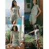 Ekouaer Rompers for Women Summer Casual Cap Sleeve Crewneck Short Pants Jumpsuit Beach Vacation Outfit with Pockets S-XXL(Ice Green)