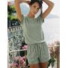 Ekouaer Rompers for Women Summer Casual Cap Sleeve Crewneck Short Pants Jumpsuit Beach Vacation Outfit with Pockets S-XXL(Ice Green)