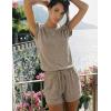 Ekouaer Rompers for Women Summer Casual Cap Sleeve Crewneck Short Pants Jumpsuit Beach Vacation Outfit with Pockets S-XXL(Khaki)