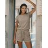 Ekouaer Rompers for Women Summer Casual Cap Sleeve Crewneck Short Pants Jumpsuit Beach Vacation Outfit with Pockets S-XXL(Khaki)