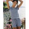 Ekouaer Rompers for Women Summer Casual Cap Sleeve Crewneck Short Pants Jumpsuit Beach Vacation Outfit with Pockets S-XXL(Light Blue)