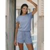 Ekouaer Rompers for Women Summer Casual Cap Sleeve Crewneck Short Pants Jumpsuit Beach Vacation Outfit with Pockets S-XXL(Light Blue)