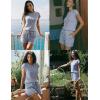 Ekouaer Rompers for Women Summer Casual Cap Sleeve Crewneck Short Pants Jumpsuit Beach Vacation Outfit with Pockets S-XXL(Light Blue)