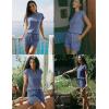 Ekouaer Rompers for Women Summer Casual Cap Sleeve Crewneck Short Pants Jumpsuit Beach Vacation Outfit with Pockets S-XXL(Navy Blue)