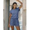 Ekouaer Rompers for Women Summer Casual Cap Sleeve Crewneck Short Pants Jumpsuit Beach Vacation Outfit with Pockets S-XXL(Navy Blue)