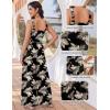 Ekouaer Women’s Casual Loose Jumpsuits One Piece Sleeveless Overalls Printed Long Pant Romper Fashion Boho Jumper with Pocket(Beige Leave Printed)