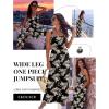 Ekouaer Women’s Casual Loose Jumpsuits One Piece Sleeveless Overalls Printed Long Pant Romper Fashion Boho Jumper with Pocket(Beige Leave Printed)