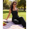 Ekouaer Women’s Casual Loose Jumpsuits One Piece Sleeveless Overalls Printed Long Pant Romper Fashion Boho Jumper with Pocket(Black)