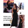 Ekouaer Women’s Casual Loose Jumpsuits One Piece Sleeveless Overalls Printed Long Pant Romper Fashion Boho Jumper with Pocket(Black)