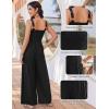 Ekouaer Women’s Casual Loose Jumpsuits One Piece Sleeveless Overalls Printed Long Pant Romper Fashion Boho Jumper with Pocket(Black)