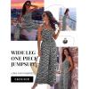 Ekouaer Women’s Casual Loose Jumpsuits One Piece Sleeveless Overalls Printed Long Pant Romper Fashion Boho Jumper with Pocket(Black Floral)
