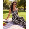 Ekouaer Women’s Casual Loose Jumpsuits One Piece Sleeveless Overalls Printed Long Pant Romper Fashion Boho Jumper with Pocket(Floral Black)