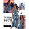 Ekouaer Women’s Casual Loose Jumpsuits One Piece Sleeveless Overalls Printed Long Pant Romper Fashion Boho Jumper with Pocket(Floral Blue & Green)