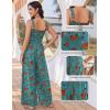 Ekouaer Women’s Casual Loose Jumpsuits One Piece Sleeveless Overalls Printed Long Pant Romper Fashion Boho Jumper with Pocket(Floral Blue Green)