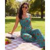 Ekouaer Women’s Casual Loose Jumpsuits One Piece Sleeveless Overalls Printed Long Pant Romper Fashion Boho Jumper with Pocket(Floral Blue Green)