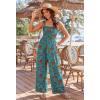 Ekouaer Women’s Casual Loose Jumpsuits One Piece Sleeveless Overalls Printed Long Pant Romper Fashion Boho Jumper with Pocket(Floral Blue Green)