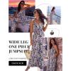 Ekouaer Women’s Casual Loose Jumpsuits One Piece Sleeveless Overalls Printed Long Pant Romper Fashion Boho Jumper with Pocket(Floral Print)