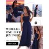 Ekouaer Women’s Casual Loose Jumpsuits One Piece Sleeveless Overalls Printed Long Pant Romper Fashion Boho Jumper with Pocket(Navy Blue)