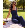 Ekouaer Women’s Casual Loose Jumpsuits One Piece Sleeveless Overalls Printed Long Pant Romper Fashion Boho Jumper with Pocket(Navy Blue)