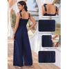 Ekouaer Women’s Casual Loose Jumpsuits One Piece Sleeveless Overalls Printed Long Pant Romper Fashion Boho Jumper with Pocket(Navy Blue)