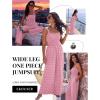Ekouaer Women’s Casual Loose Jumpsuits One Piece Sleeveless Overalls Printed Long Pant Romper Fashion Boho Jumper with Pocket(Pink Polka Pots Printed)