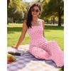 Ekouaer Women’s Casual Loose Jumpsuits One Piece Sleeveless Overalls Printed Long Pant Romper Fashion Boho Jumper with Pocket(Pink Polka Pots Printed)