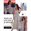 Ekouaer Women’s Casual Loose Jumpsuits One Piece Sleeveless Overalls Printed Long Pant Romper Fashion Boho Jumper with Pocket(White Print 2)
