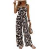 Ekouaer Women’s Casual Loose Jumpsuits One Piece Sleeveless Overalls Printed Long Pant Romper Fashion Boho Jumper with Pocket(Floral Black)