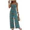 Ekouaer Women’s Casual Loose Jumpsuits One Piece Sleeveless Overalls Printed Long Pant Romper Fashion Boho Jumper with Pocket(Floral Blue Green)