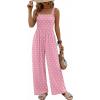 Ekouaer Women’s Casual Loose Jumpsuits One Piece Sleeveless Overalls Printed Long Pant Romper Fashion Boho Jumper with Pocket(Pink Polka Pots Printed)