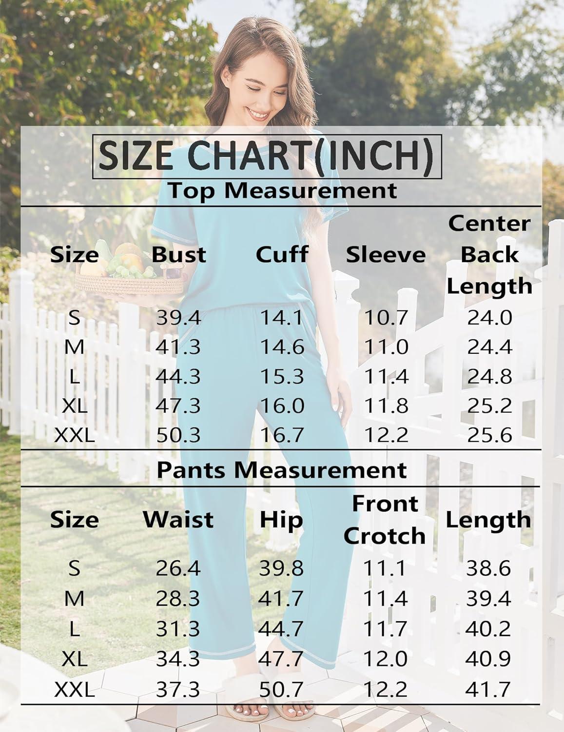 imageEkouaer Womens Pajama Sets Short Sleeve Pj Sets with Long Pants 2 Piece Lounge Sets Soft Summer Sleepwear SXXLSky Blue