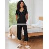 Ekouaer Capri Pajama Sets for Women Short Sleeve Tops Sleepwear Sleep Sets Pjs Sets Soft Two Piece Loungewear Sets(Black)