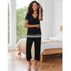 Ekouaer Capri Pajama Sets for Women Short Sleeve Tops Sleepwear Sleep Sets Pjs Sets Soft Two Piece Loungewear Sets(Black)