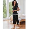 Ekouaer Capri Pajama Sets for Women Short Sleeve Tops Sleepwear Sleep Sets Pjs Sets Soft Two Piece Loungewear Sets(Black)